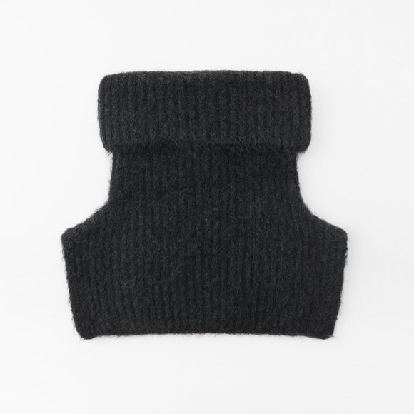 ZARA KNIT‎ BIB WOOL ALPACA WINTER COLLAR PULL ON MOHAIR SCARF ANTHRACITE - Picture 5 of 8